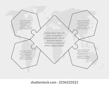 Four steps puzzle line infographic. Business, idea, flow concept. Template for 4 options, parts, processes. Jigsaw info graphic. Can be used for process, presentation, layout, banner, graph