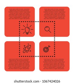 Four steps red infographic. Presentation template. Vector illustration.