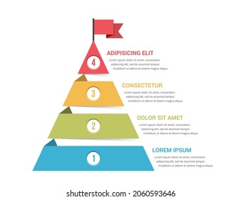 Four steps to success concept, pyramid infographic template, vector eps10 illustration