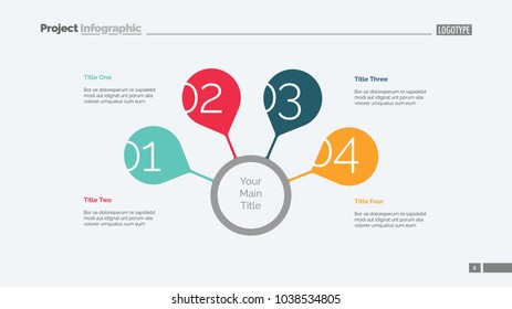 Four steps for success slide template. Business data. Graph, diagram. Creative concept for infographic, presentation, report. Can be used for topics like strategy, training, research