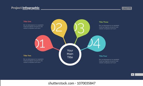 Four steps for success slide template. Business data. Graph, diagram. Creative concept for infographic, presentation, report. Can be used for topics like strategy, training, research