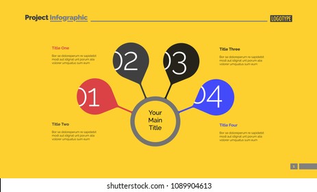 Four steps for success slide template. Business data. Graph, diagram. Creative concept for infographic, presentation, report. Can be used for topics like strategy, training, research