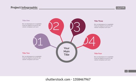 Four steps for success slide template. Business data. Graph, diagram. Creative concept for infographic, presentation, report. Can be used for topics like strategy, training, research