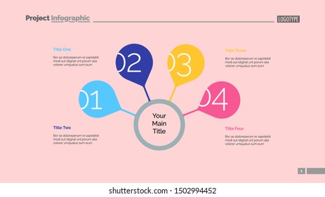 Four steps for success slide template. Business data graph diagram. Creative concept for infographic, presentation, report. Can be used for topics like strategy, training, research