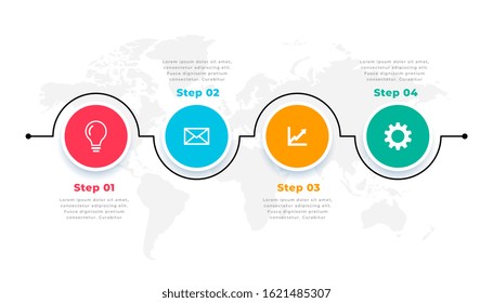 Four Steps Timeline Circular Infohraphic Template Design 