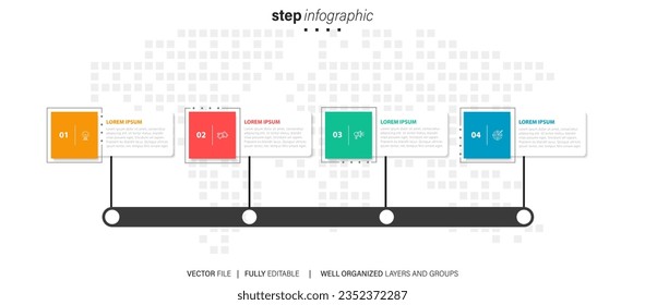 Four steps timeline infographic template vector.

