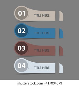 Four steps timeline objects. Abstract shape with shadows. Place for text inside shape. Vector illustration.