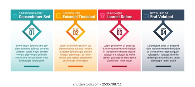 four steps vector illustration of diagonal cube infographic design elements. transparent colors of vertical rectangle background for text space. icon with title inforaphics design on top design. - Powered by Shutterstock - Get 15% off with code: PIKWIZARD15
