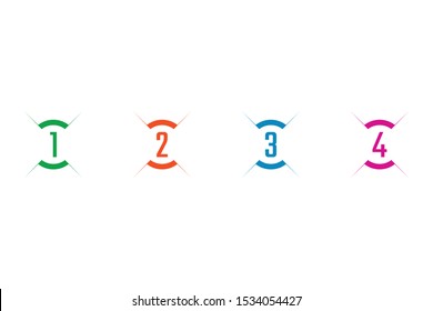 four steps vector interface. four steps figures in geometric shape