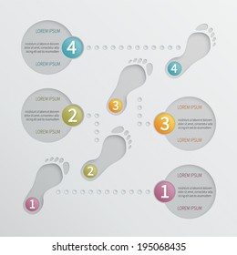 Four steps vector perforated infographic template for timeline and path elements chart.