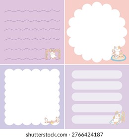 Four sticky notes design of cute cat in the playground