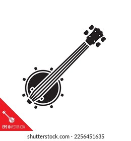 Four string banjo vector glyph icon