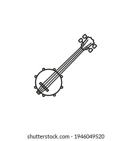 Four string banjo vector line icon for Country Music Day on September 17