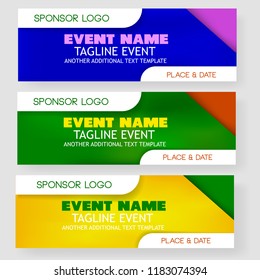 four style Blank Template event banner or backdrop with sponsor logo placement area
