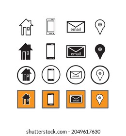 Four Style Contact information Icon in Vector Format , all are 16 icons.