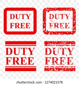 four style rubber stamp effect, duty free, at transparent effect background