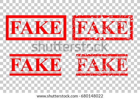 Four Style of Rubber Stamp - Fake, at Transparent Effect Background