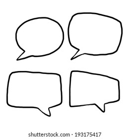 four style speech bubbles / cartoon vector and illustration, black and white, hand drawn, sketch style, isolated on white background.