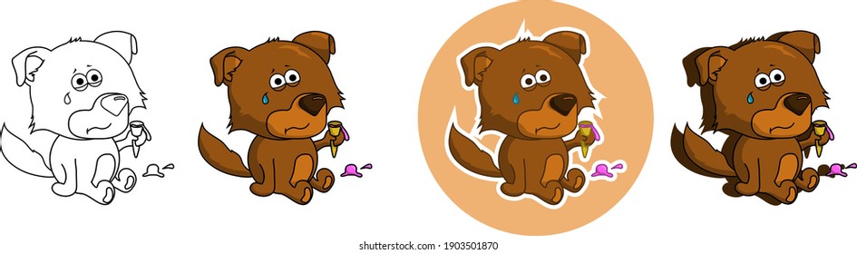 four styles of cute little dog cry