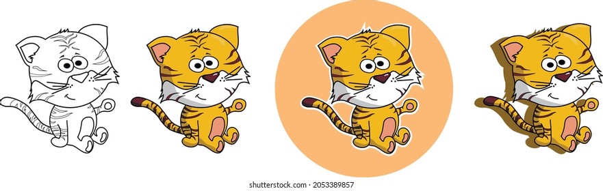 four styles of cute little tiger