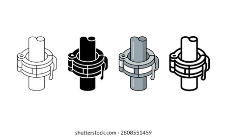 Four styles of pipe clamp icons for construction