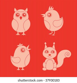 cuatro animales elegantes de color rojo
