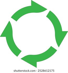 Cuatro logotipos verdes con estilo en un círculo