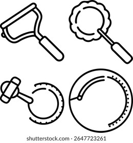 Four stylish line art icons for kitchen utensils.