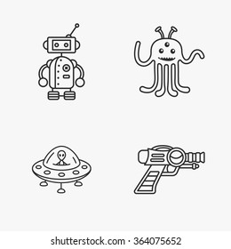 four stylish space icons
