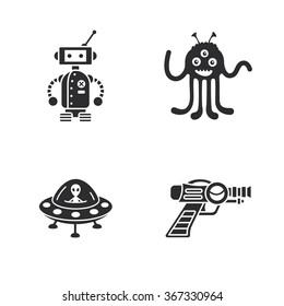 four stylish space icons