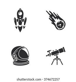 four stylish space icons