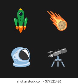 four stylish space icons