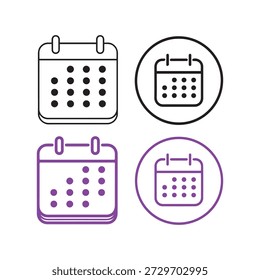 Four stylized calendars displaying dates in minimalist design with circular frames