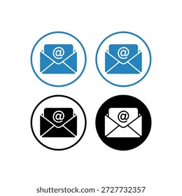 Four stylized envelope icons for email communication in blue and black