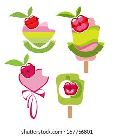 Four stylized vector of the icons fruit sorbets 