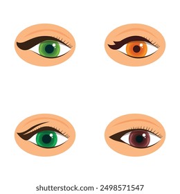Four stylized vector illustrations of human eyes with different iris colors