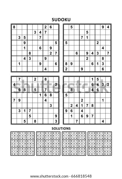 Four Sudoku Puzzles Comfortable Easy Yet Stock Vector Royalty Free 666818548