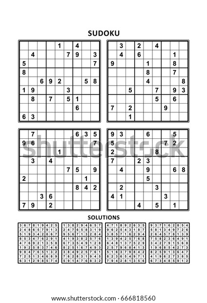 Four Sudoku Puzzles Comfortable Easy Yet Stock Vector (Royalty Free ...