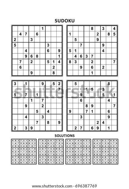 Four Sudoku Puzzles Comfortable Easy Yet Stock Vector Royalty Free 696387769