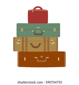 Four suitcases, isolated on a white background. Vector illustration.