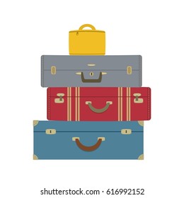 Four suitcases isolated on a white background. Vector illustration.