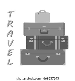 Four suitcases isolated on a white background. Vector illustration in gray tones.