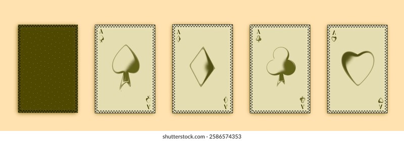 The four suits of cards illustration. Poker set with isolated cards. hearts, clubs, diamonds, and spades Isolated illustration. eps file. Remouvable background.