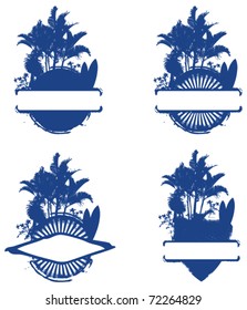 Four Surf Shield With Palms And Table