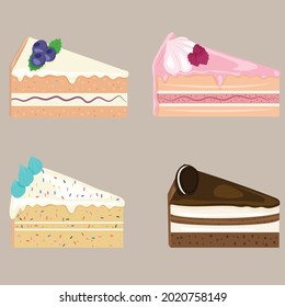 Cuatro trozos de torta dulce