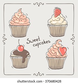 Four sweet cupcakes