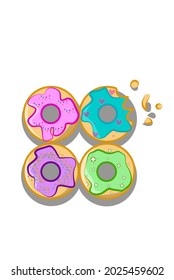Four sweet donuts vector illustration