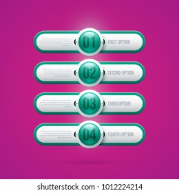 Four symmetric numbered options in glossy style on magenta background