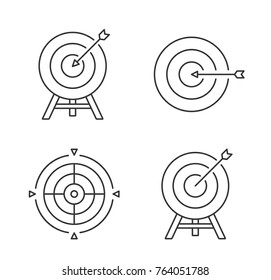Four target line icons, vector eps10 illustration