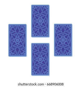 Four tarot card spread. Reverse side. Vector illustration